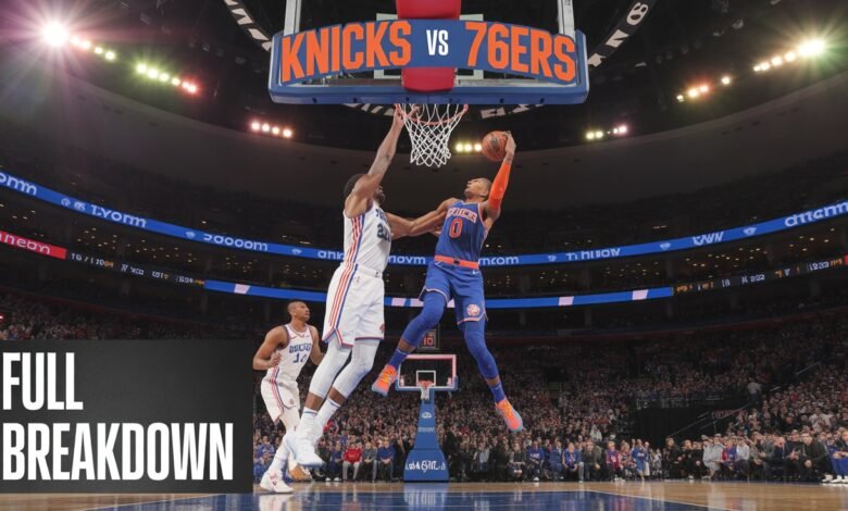 knicks vs 76ers match player stats