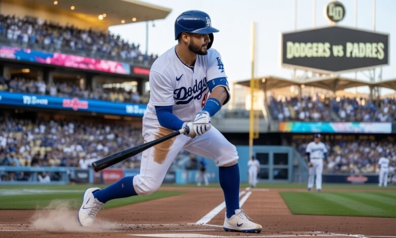 dodgers vs padres match player stats