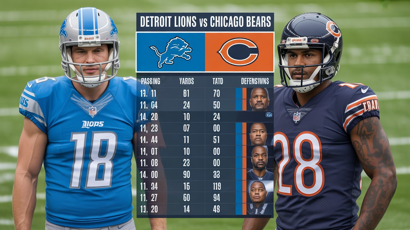 detroit lions vs chicago bears match player stats