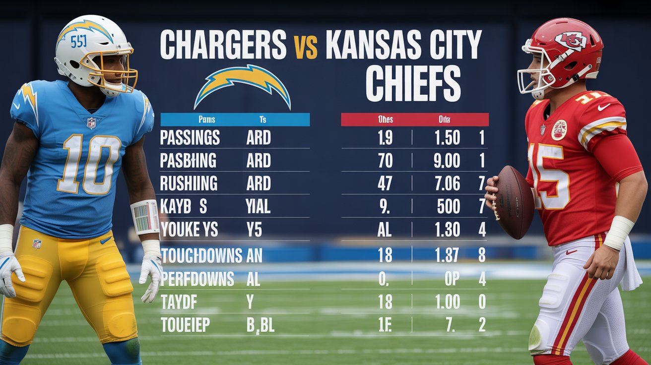 chargers vs kansas city chiefs match player stats