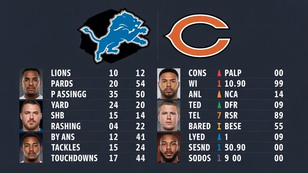 detroit lions vs chicago bears match player stats