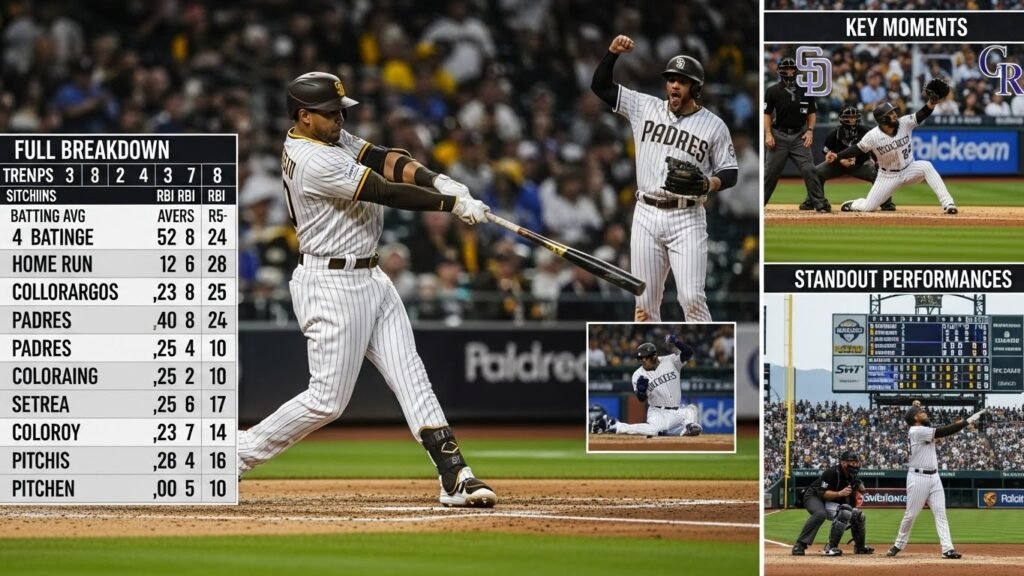 padres vs colorado rockies match player stats