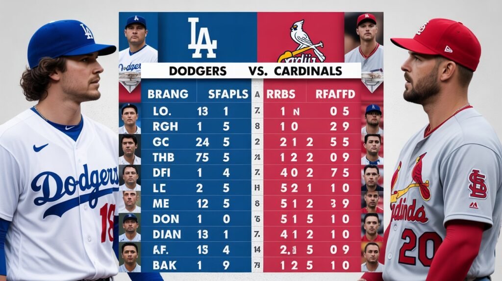 dodgers vs st. louis cardinals match player stats