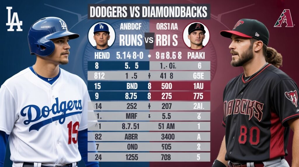 dodgers vs diamondbacks match player stats