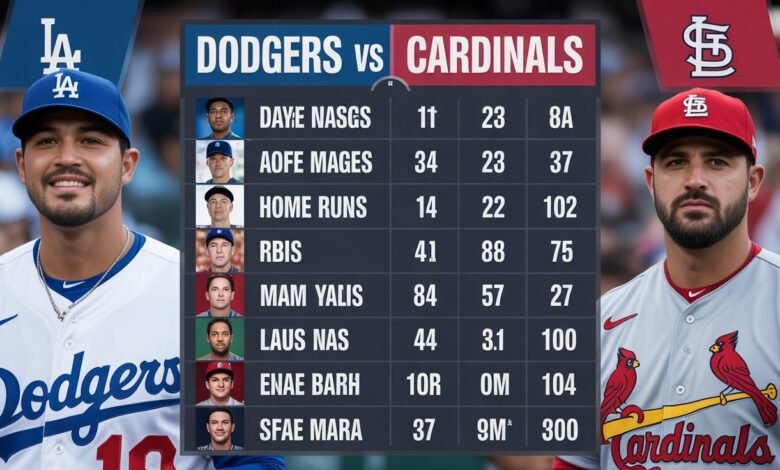 dodgers vs st. louis cardinals match player stats