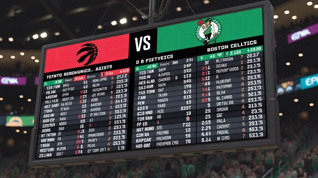 toronto raptors vs boston celtics match player stats