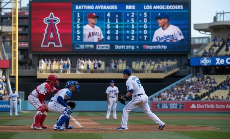 los angeles angels vs dodgers match player stats
