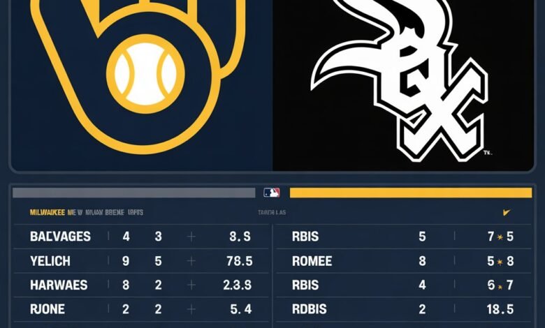 milwaukee brewers vs white sox match player stats
