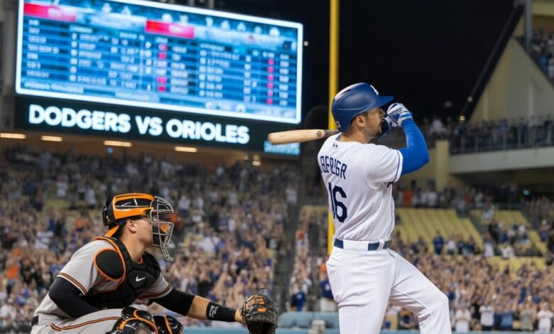 dodgers vs baltimore orioles match player stats