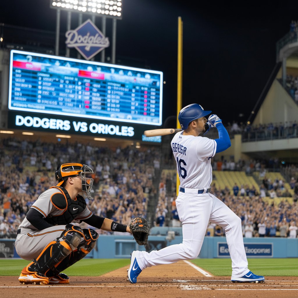 dodgers vs baltimore orioles match player stats