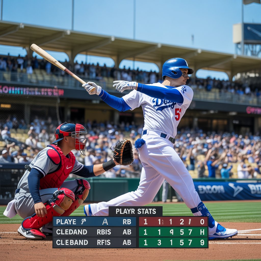 dodgers vs cleveland guardians match player stats