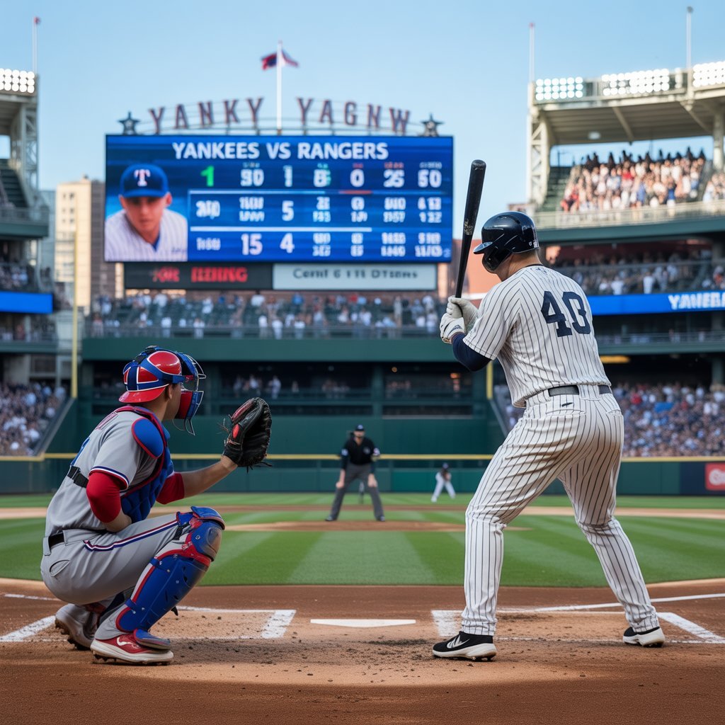 new york yankees vs texas rangers match player stats