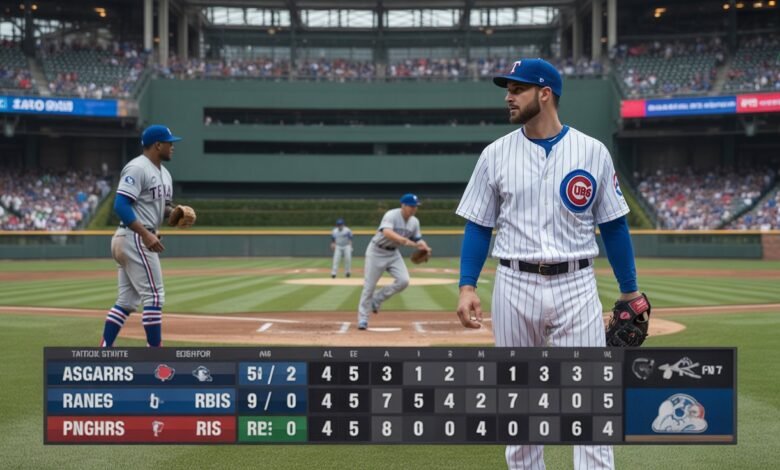 texas rangers vs chicago cubs match player stats