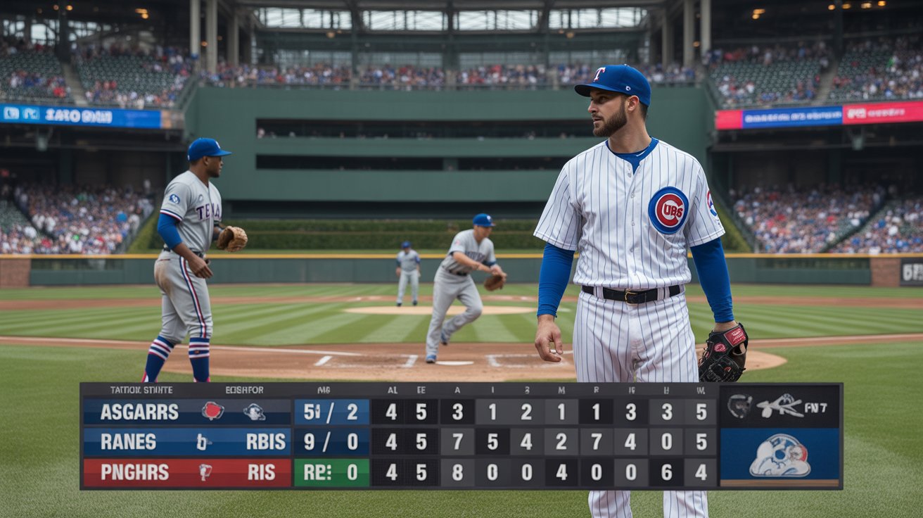 texas rangers vs chicago cubs match player stats