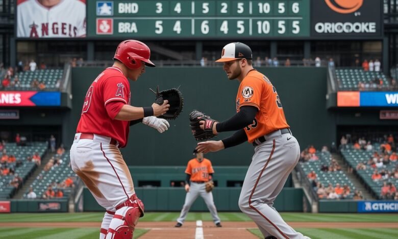 los angeles angels vs baltimore orioles match player stats