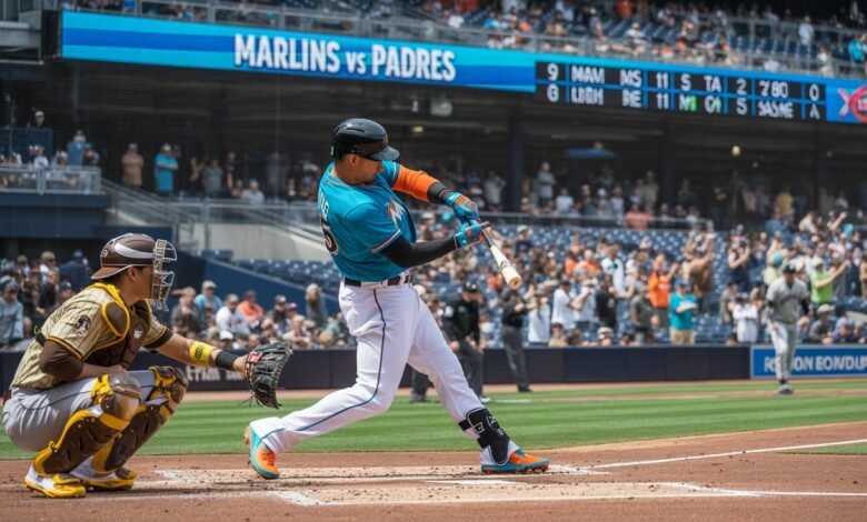 miami marlins vs padres match player stats