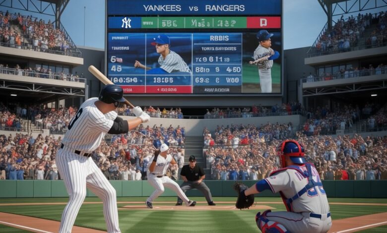 new york yankees vs texas rangers match player stats