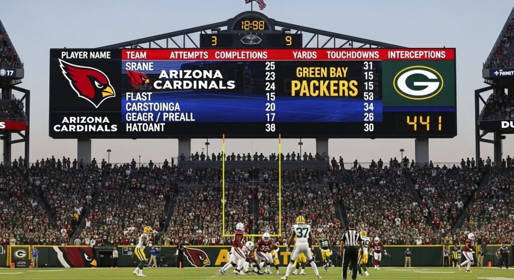 arizona cardinals vs green bay packers match player stats