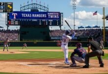 texas rangers vs minnesota twins match player stats