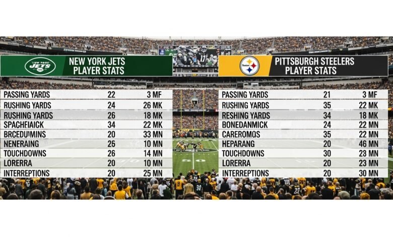 new york jets vs pittsburgh steelers match player stats