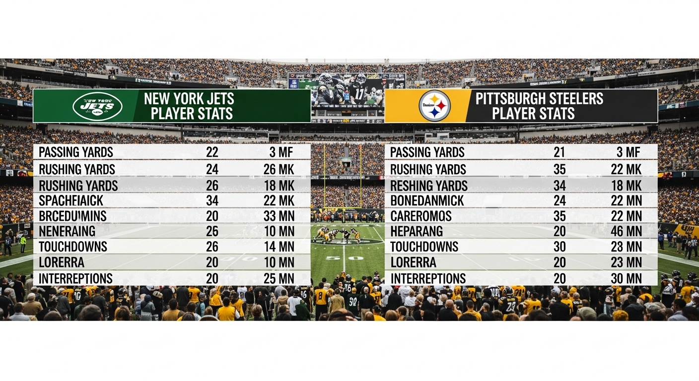 new york jets vs pittsburgh steelers match player stats