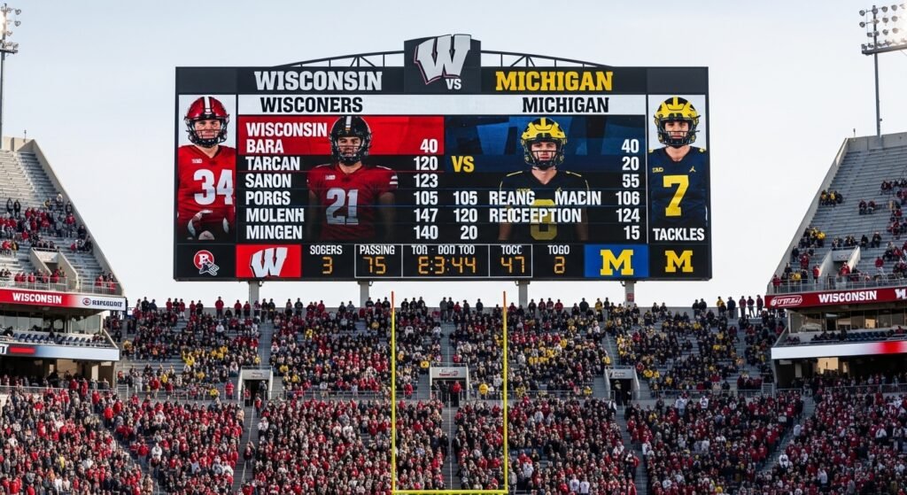 wisconsin badgers football vs michigan wolverines football match player stats
