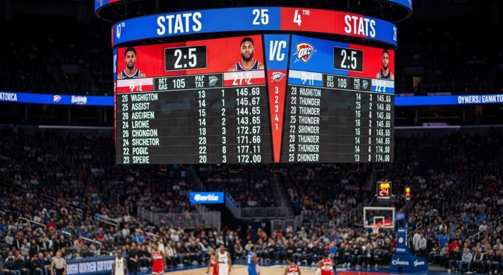 washington wizards vs okc thunder match player stats