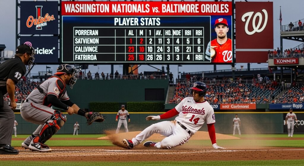 washington nationals vs baltimore orioles match player stats