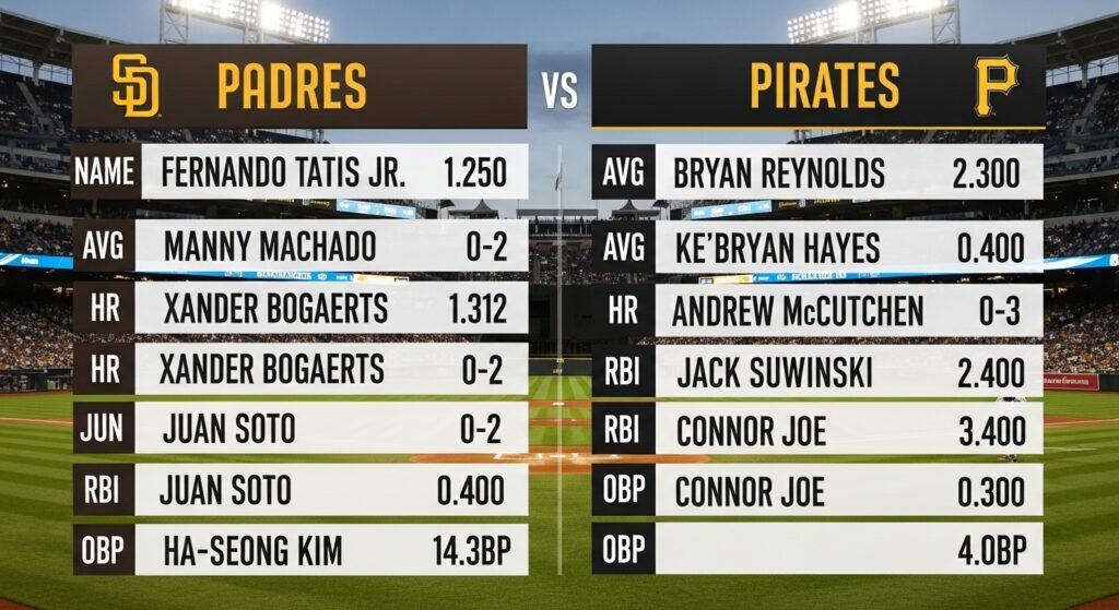padres vs pittsburgh pirates match player stats