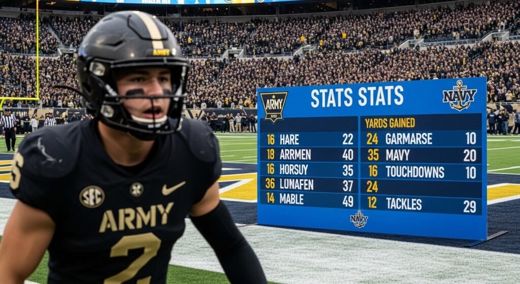 army football vs navy midshipmen football match player stats