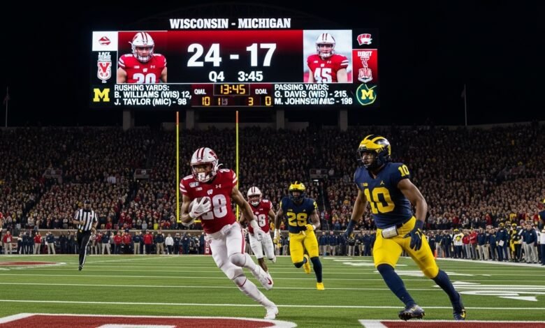 wisconsin badgers football vs michigan wolverines football match player stats