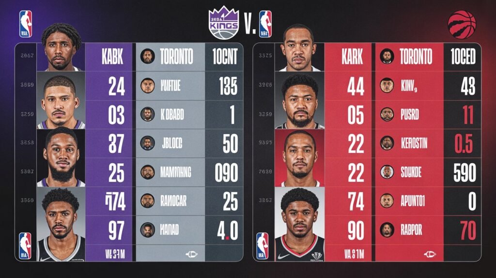 sacramento kings vs toronto raptors match player stats