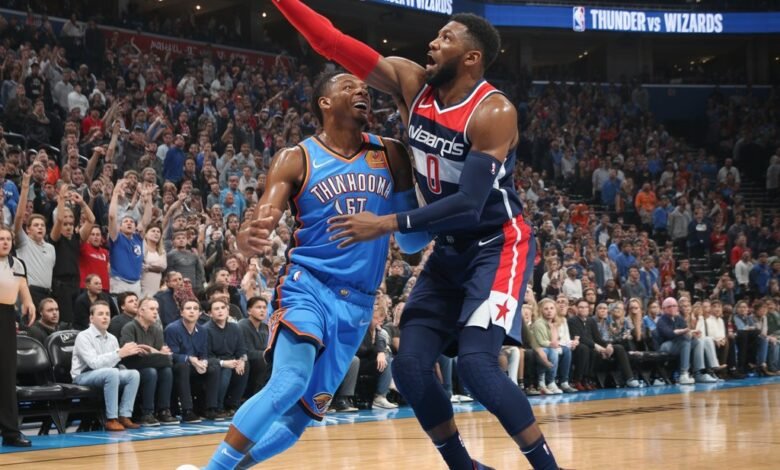 okc thunder vs washington wizards match player stats