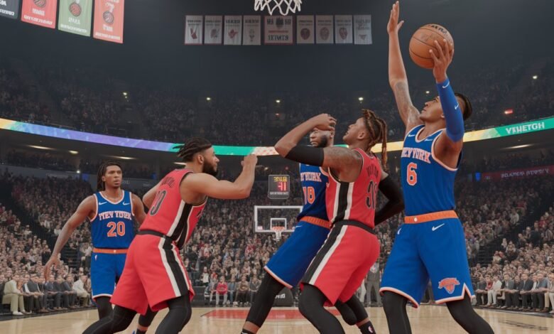 portland trail blazers vs knicks match player stats