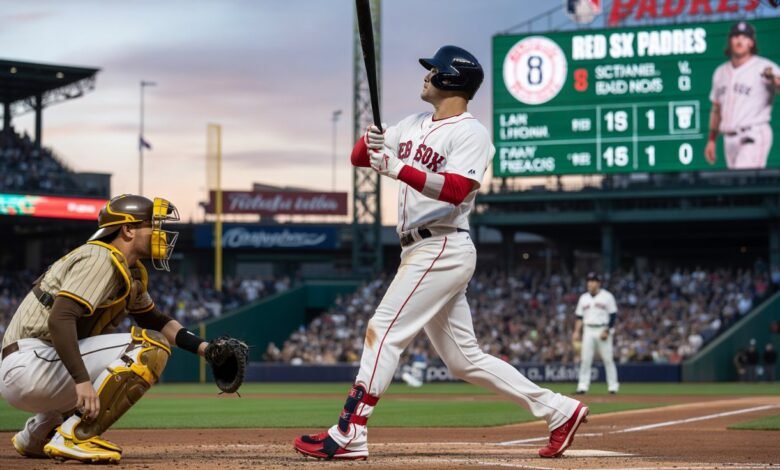 red sox vs padres match player stats