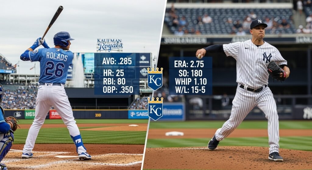 kansas city royals vs new york yankees match player stats