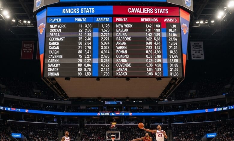 knicks vs cleveland cavaliers match player stats