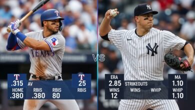 texas rangers vs new york yankees match player stats