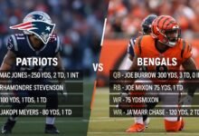 new england patriots vs bengals match player stats