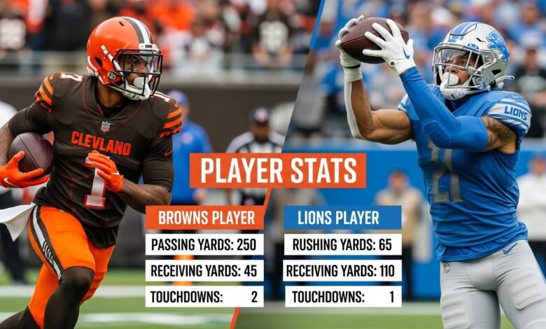 cleveland browns vs detroit lions match player stats