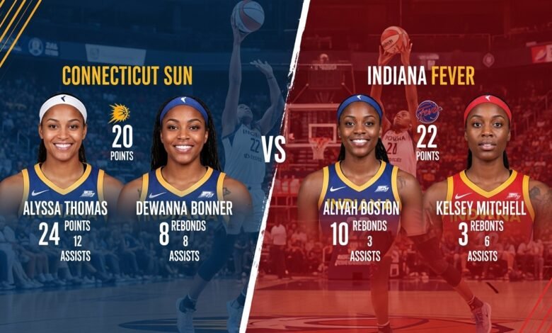 connecticut sun vs indiana fever match player stats