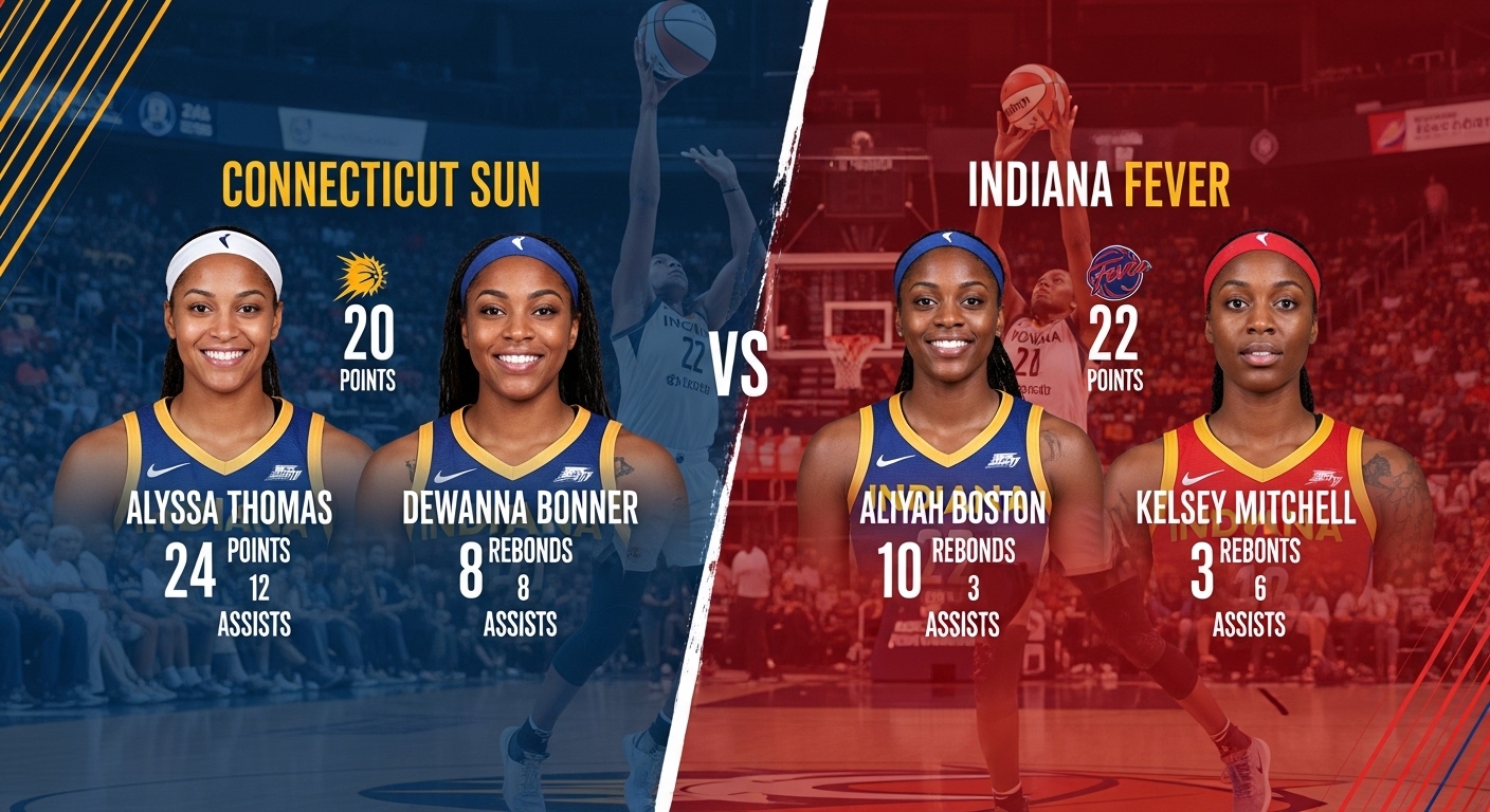 connecticut sun vs indiana fever match player stats