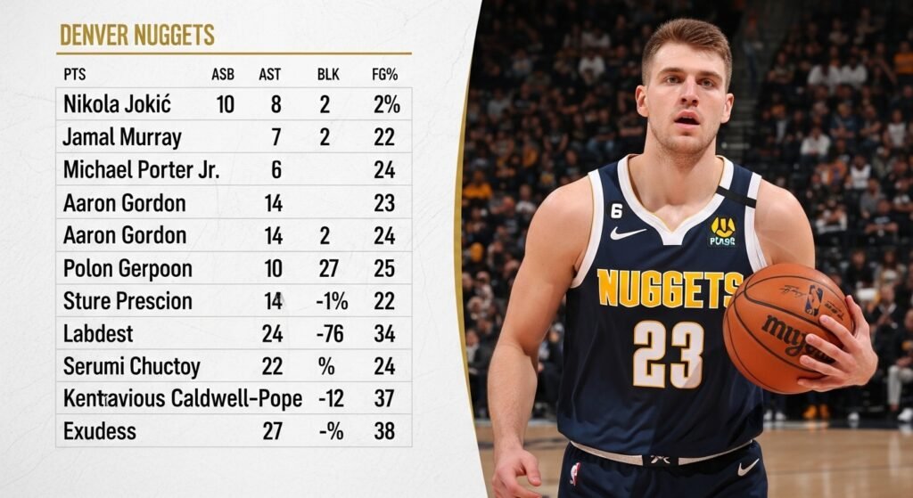 denver nuggets vs phoenix suns match player stats