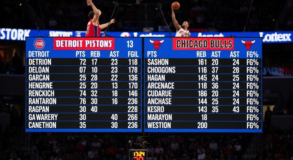 detroit pistons vs chicago bulls match player stats