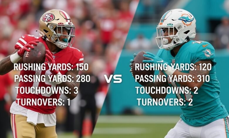 49ers vs miami dolphins match player stats
