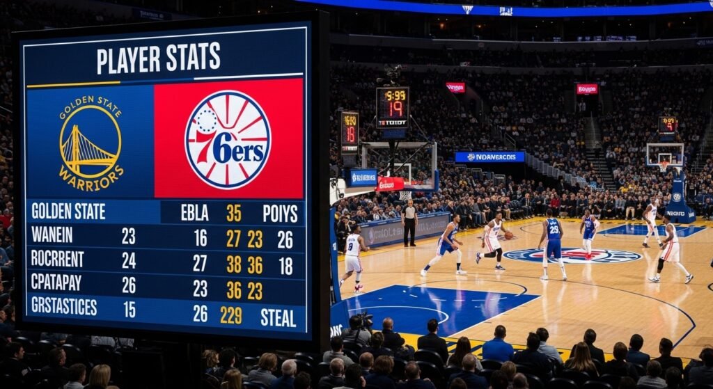 golden state warriors vs 76ers match player stats