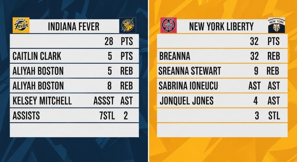 indiana fever vs new york liberty match player stats