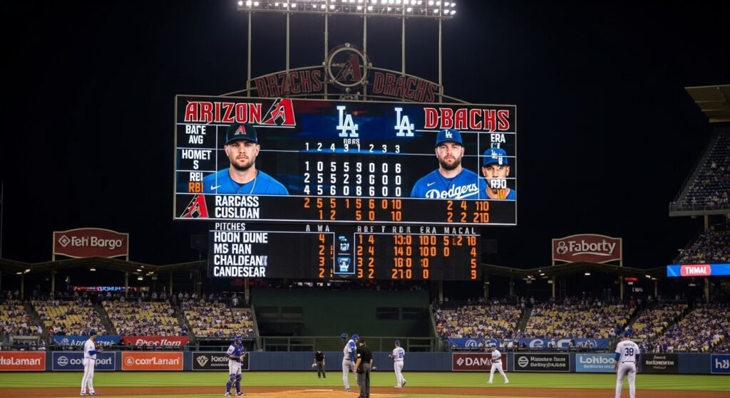 diamondbacks vs dodgers match player stats