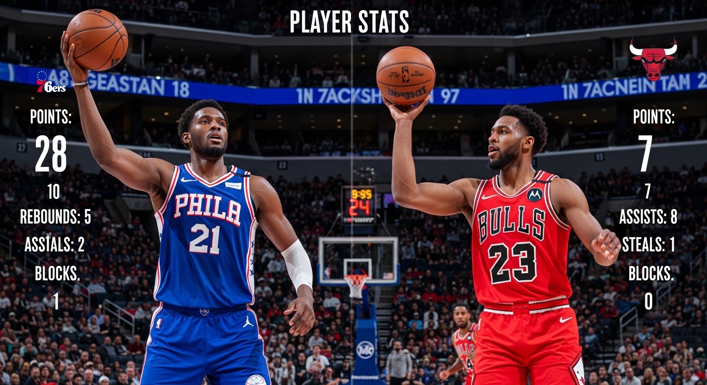 76ers vs chicago bulls match player stats