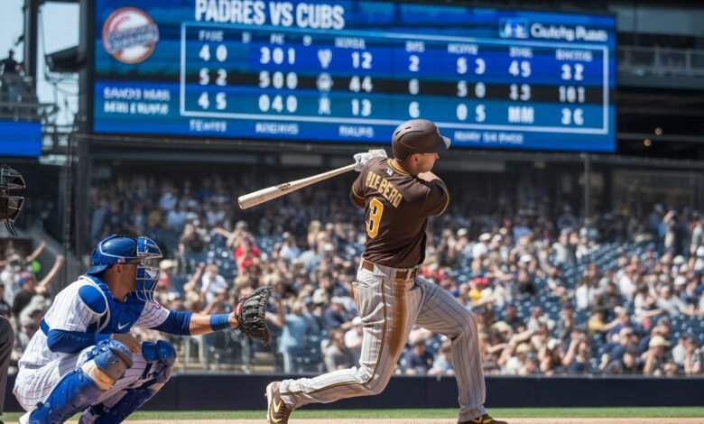 padres vs chicago cubs match player stats
